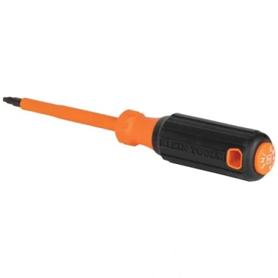 Image of Klein Tools 6844INS Insulated Screwdriver, 1000V #2 Square Tip Screwdriver with 4 Inch Shank, Ident, Cushion Grip Handle