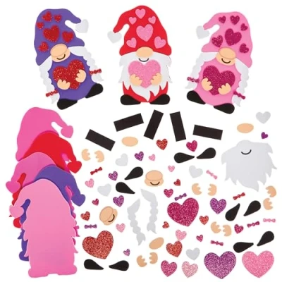 Image of Baker Ross FX947 Love Heart Gonk Mix and Match Magnet Kits Pack of 8, Valentines Day Decoration Craft for Kids