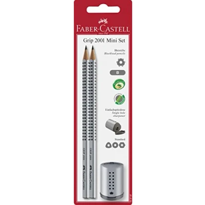 Image of Faber Castell 183797 Grip 2001 Pencil and Mini Sharpener, Silver