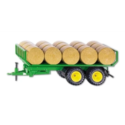 Image of siku 2891, round Bale Trailer, 1:32, Metal/Plastic, Green, Incl. 15 bales, Compatible with standard rear hitch