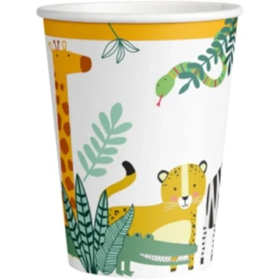 Image of Amscan 9909350 66 Get Wild Animals Kids Birthday Party Paper Cups 8 Pack