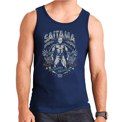 Image of Saitama Hero for Fun One Punch Man Men&#039;s Vest Navy Blue