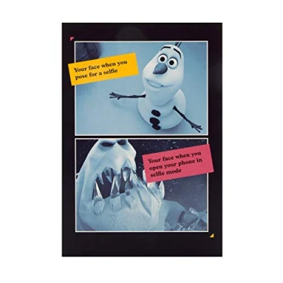 Image of Disney&#039;s Frozen Birthday Card from Hallmark Olaf Selfie Face Humour Design