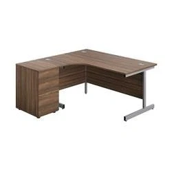 Image of 1600X1200 Single Left Hand Radial Desk Dark Walnut Silver