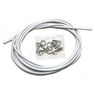 Image of fiXte Net Curtain Wire with 8 Hooks and Eyes Cable String Cord PVC Coated Steel 2M, 3M, 4M Cut to Size White (2M)