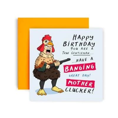 Image of Huxters Funny Birthday Card for Dad Him Men The Gentlement Chicken Suit Uncle Brother Son Friend 14.8cm (Birthday)