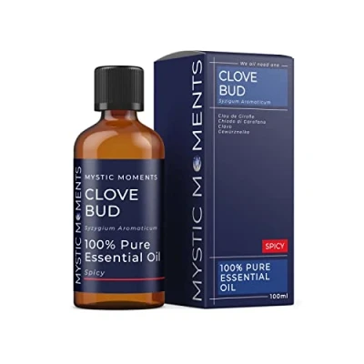 Image of Mystic Moments Clove Bud Essential Oil 100ml Pure &amp; Natural for Diffusers, Aromatherapy Massage Blends Vegan GMO Free