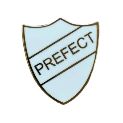 Image of Prefect White School/College Enamel Lapel Pin Badge