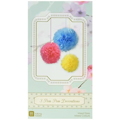 Image of Talking Tables Decadent Decs Pom Poms Mix, Pack of 3, Bright