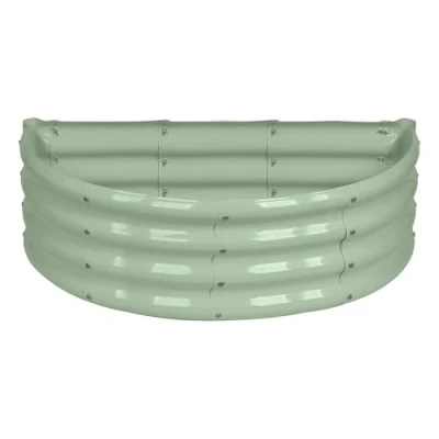 Image of 90cm x 45cm Semicircular Galvanised Steel Raised Garden Bed By Harbour Housewares Easy Assemble