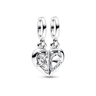 Image of Pandora Moments Heart sterling silver splitable dangle with clear cubic zirconia