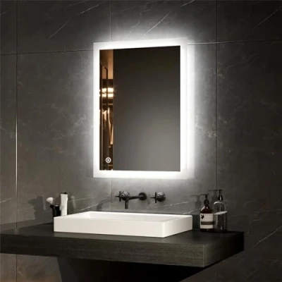 Image of EMKE LED Bathroom Vanity Mirror Thin Wall Mounted Makeup with Lights, Touch Switch, Demister Pad Waterproof IP44 45x60cm (450 x 600 35 mm)