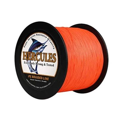 Image of Hercules Braided Fishing Line 2000m 2187yds 10lbs 200lbs Pe Superline 8 Strands (Orange 60lb/27.2kg 0.40mm)