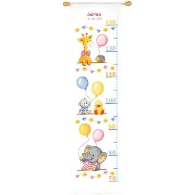 Image of Vervaco Height Chart Baby Shower Counted Cross Stitch, Multi Colour