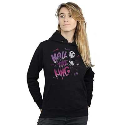 Image of Disney Women&#039;s Nightmare Before Christmas Hail The King Hoodie Black Small