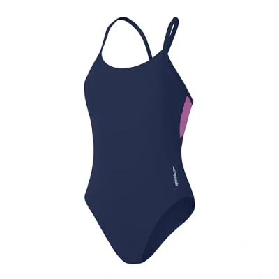 Image of Speedo Women&#039;s Solid Racerback 1 Piece Swimsuit Swim Fitness Soft Feel Stylish Design, Cerulean Blue, 2XL