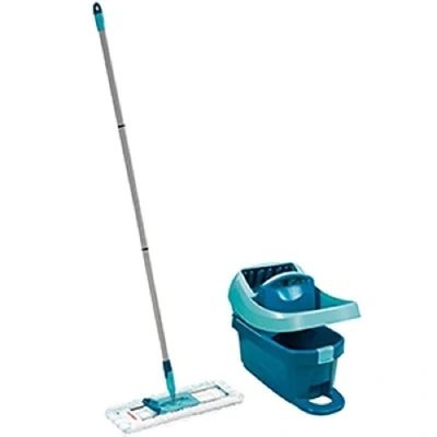 Image of Leifheit Profi XL Mop and Bucket Set, 42 cm Large Floor Mop, Easy Steer Micro Fibre Head Wringer Bucket, Professional Cleaning