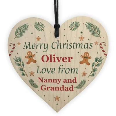 Image of Red Ocean Christmas Tree Bauble Decoration Personalised Merry Hanging Plaque