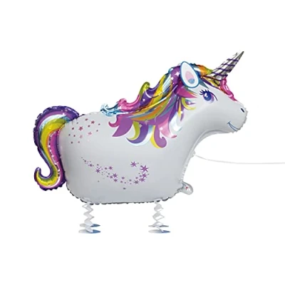 Image of Unique 53640 Multicolor Foil Balloon Walking Pet Unicorn Design