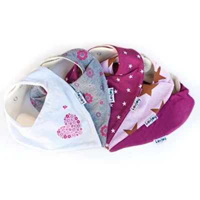 Image of Lovjoy Bandana Dribble Bibs Super Absorbent &amp; Soft for Teething Babies Adjustable Snaps Fits Newborn to 3 years 5 Pack (Pretty In Pinks)