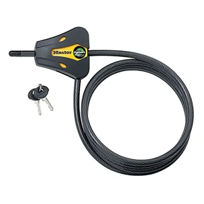 Image of Master Lock, Python Adjustable Keyed Cable 6 ft. Long, 8419DPF, Black and Yellow, 6&#039; x 5/16&quot; Diameter