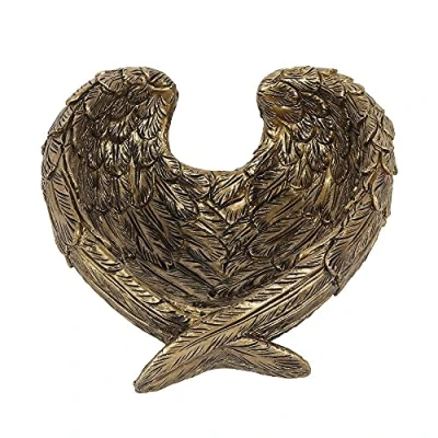 Image of Antique Gold Resin Angel Wing Dish (5cm x 11cm) Stunning Decorative Centerpiece, Eye Catching Design, Perfect for Home Decor &amp; Unique Gifts