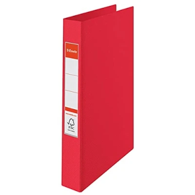 Image of Esselte 2 Ring Binder, PP, Holds up to 190 Sheets, Vivida Range, 42 mm Spine, 14451 A4, Red