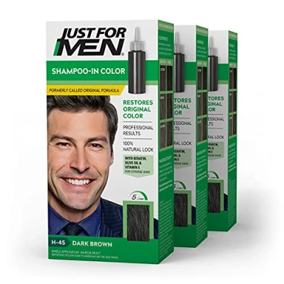 Image of Just For Men Original Formula Men&#039;s Hair Color, Dark Brown (Pack of 3)