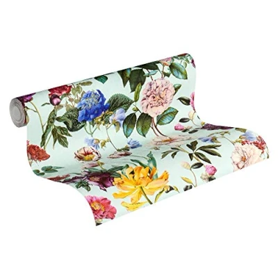 Image of A.S. Création Jette Non Woven Wallpaper with Flowers Floral 10.05 m x 0.53 Multicolored Green Yellow red Pink 373361 37336 1