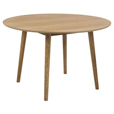 Image of AC Design Furniture Pernille Round Dining Table for 4 People in Oak, Wooden Scandinavian Style, Kitchen Room Furniture, Ø: 120 x H: 75 cm