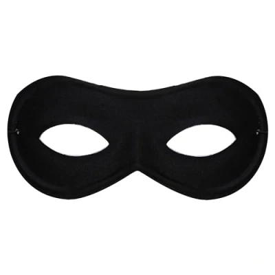 Image of Black Superhero Mask Pack of 1 Eye on Elastic String Hero and Villain Fancy Dress Costume Accessory