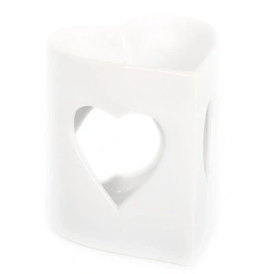 Image of Ceramic White Heart Fragrance Oil Burner Incense