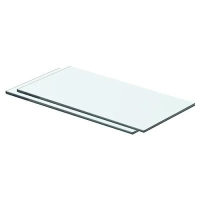 Image of vidaXL Set of 2 Clear Tempered Glass Panel Shelves, 40x15 cm, Modern Wall Display Feature for Homes or Shops, Easy to Clean, Maximum Load Capacity 15kg.