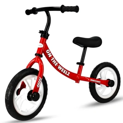 Image of Crystals 12 Balance Bike 2+ Year Old Boys and Girls, Training Bicycle for Kids Toddlers with Adjustable Seat/Handlebar Lightweight Fun Outdoor Play (Red)