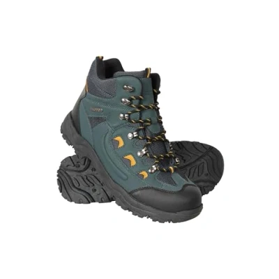Image of Mountain Warehouse Adventurer Mens Boots IsoDry Waterproof &amp; Breathable Shoes with Heel Toe Bumpers For Autumn Winter, Walking Hiking Blue Adult Shoe Size 8