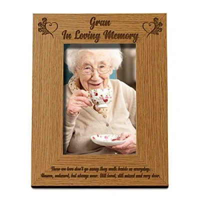 Image of ukgiftstoreonline Gran In Loving Memory Remembrance Portrait Wooden Photo Frame Gift (5 x 7 Inch)