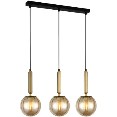 Image of Italux Lighting Ravena Modern 3 Light Bar Pendant Ceiling Light, E27 Led ITLPND 2324 3L Bro+Amb