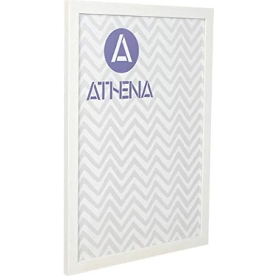 Image of Athena white Woodgrain Thin Premium Wood Picture Frame 35 x 50cm 50 cm Photo 35x50 with Clear Styrene Sheet &amp; Wall Mounted Hook