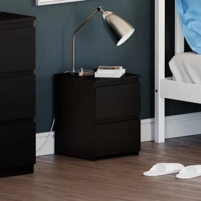 Image of Vida Designs Denver 2 Drawer Bedside Chest (Black)