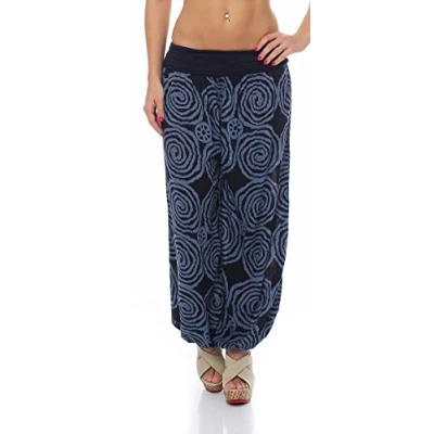 Image of Malito Women Bloomers Spiral Design Pants Aladin Harem Boyfriend Baggy Yoga 1718 (Black)