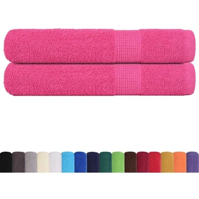 Image of vidaXL Towels 2 pcs Pink 100x200 cm 360 gsm 100% Cotton