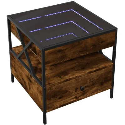 Image of vidaXL Coffee Table with Infinity LED Smoked Oak 50x50x51 cm