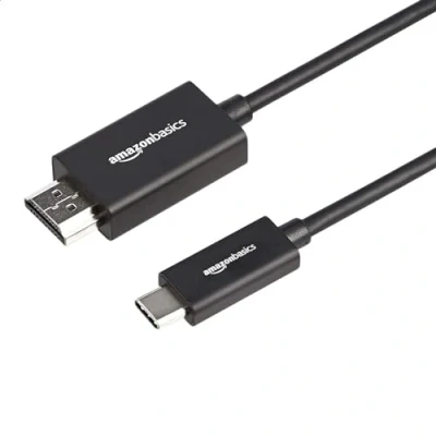 Image of Amazon Basics Premium Aluminum USB C (Source) to HDMI (Display) Cable Adapter (Thunderbolt 3 Compatible) 4K@60Hz, 0.9 m, Black