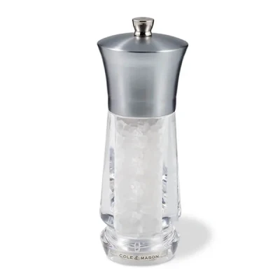 Image of Cole &amp; Mason Precision+ Exford Clear Nickel Salt Mill
