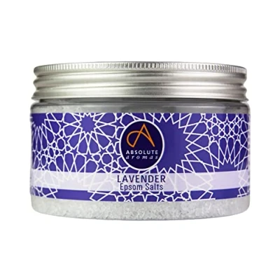 Image of Absolute Aromas Lavender Epsom Bath Salts 300g Magnesium Sulphate Infused with 100% Pure French Essential Oil Soothe skin and Calm the senses.
