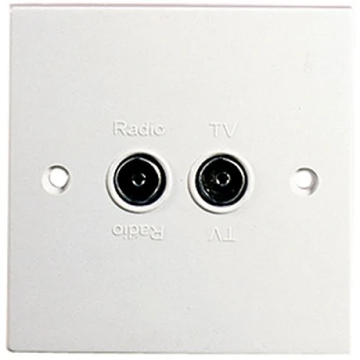 Image of Twin FM and TV Coaxial Outlet, White