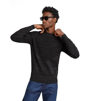 Image of G STAR RAW Men&#039;s 3D Biker r Knit Sweater, Multicoloured (Dk Black/Asfalt D25068 c259 7242), L