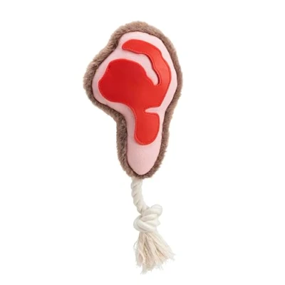 Image of House of Paws Chop on Rope Dog Toy Plush with TPR Rubber and Squeaker