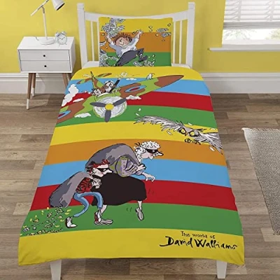 Image of Coco Moon David Walliams Reversible Single Bed Size Duvet Cover and Pillow Bedding Set for Kids