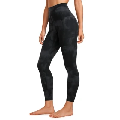 Image of CRZ Yoga Butterluxe 25&#039;&#039; Super High Waisted Leggings for Women Stretchy Workout Over Belly Pants Black Tie Dye Flowers 10